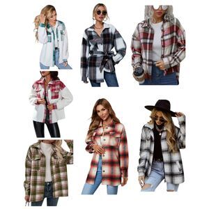 NIP BUNDLE OF 7: Cozy Plaid Shackets & Fleece Jackets - Size XS